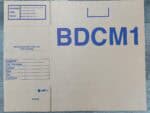 BDCM Box print detailing "BDCM1" (main panel) and supplier, cat. number, colour, size, quantity and contract (side panel)