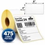 4x6" Direct Thermal Labels (102 x 152mm) – 475 Labels per Roll, Pack of 6 Rolls - Image 2